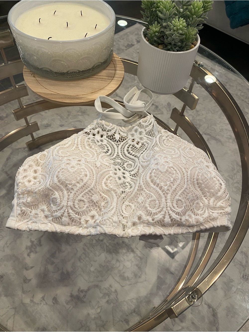 Xhilaration Lace Halter Top bralette D/DD built in padding